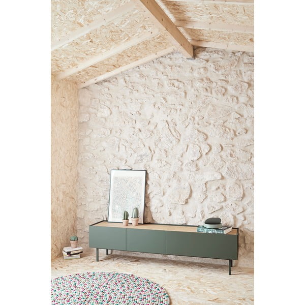 Zelena TV omarica v hrastovem dekorju 180x45 cm Arista – Teulat-image-1