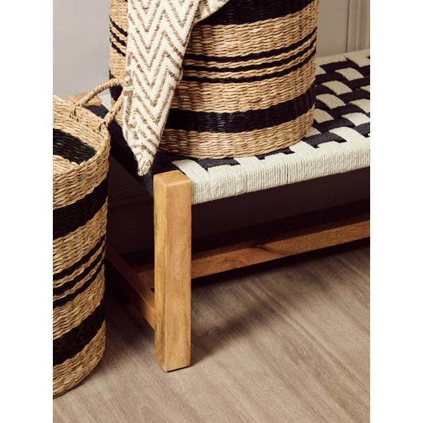 Črno-bela klop iz masivnega lesa Satna – Premier Housewares-image-4