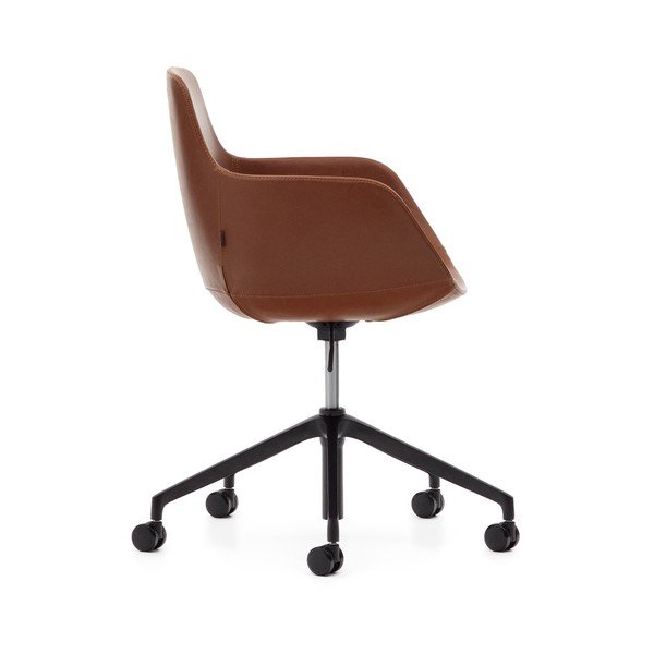 Pisarniški stol iz umetnega usnja v konjak rjavi barvi Tissiana – Kave Home-image-3