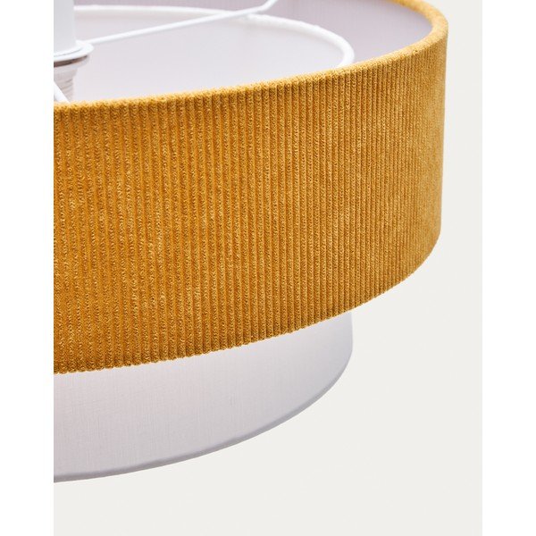 Gorčično rumena/bela otroška svetilka s tekstilnim senčilom Bianella – Kave Home-image-4