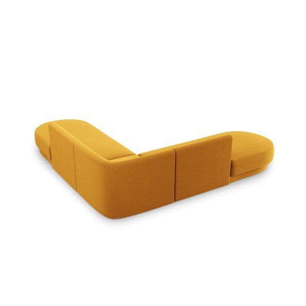 Gorčično rumena žametna kotna sedežna garnitura Miley – Micadoni Home-image-4