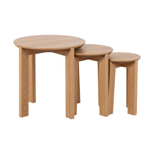 Okrogle mizice v hrastovem dekorju v kompletu 3 kos ø 50 cm Maxime - Actona-image-3