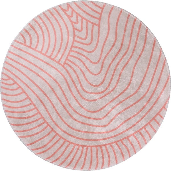 Svetlo rožnata/kremno bela pralna okrogla preproga ø 120 cm Yuvarlak – Vitaus