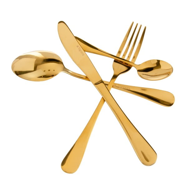 Pribor iz nerjavečega jekla v zlati barvi  24 ks – Ixia-image-2