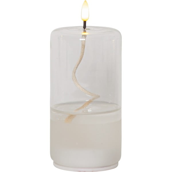 Bela LED sveča v steklu Star Trading Flamme Float, višina 17,5 cm