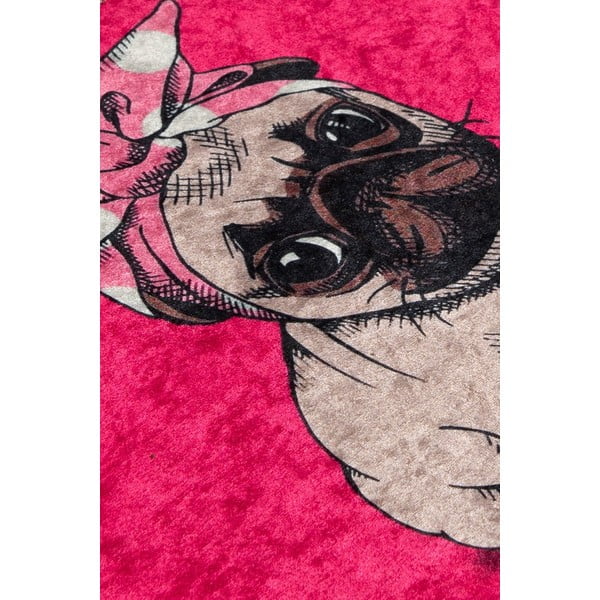 Rožnata kopalniška preproga 40x60 cm Pink Pug – Foutastic-image-2