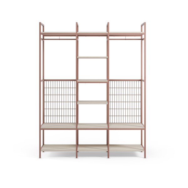 Odprta jeklena garderobna omara v barvi terakote 140x179,5x40 cm Amara – Marckeric-image-3