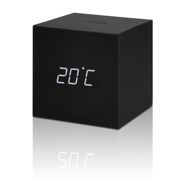 Črna LED budilka Gingko Gravitry Cube-image-2