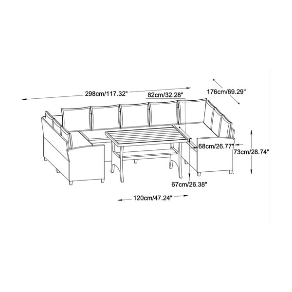 Bež vrtna garnitura za 9 oseb Ventura – Unique Furniture-image-4