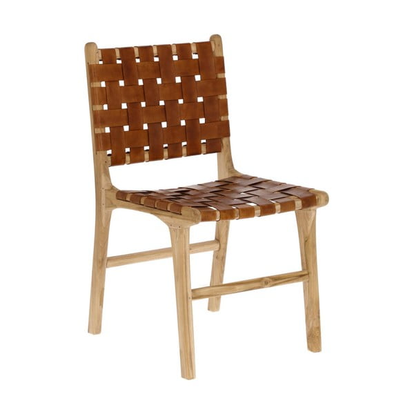 Usnjeni jedilni stoli v konjak rjavi in naravni barvi v kompletu 2 ks Calixta – Kave Home