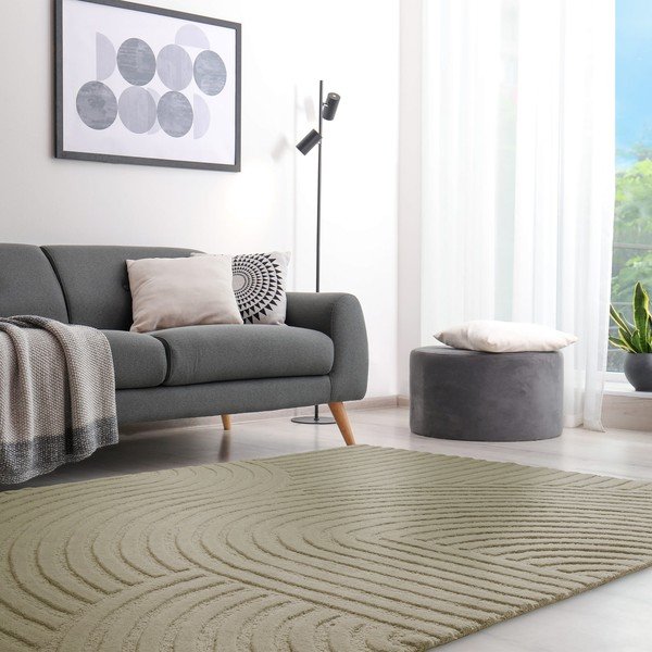 Kaki zelena volnena preproga 160x230 cm Hague – Asiatic Carpets-image-1