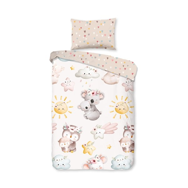 Rjava/bež bombažna otroška posteljnina za otroško posteljico 100x135 cm Hugs – Good Morning