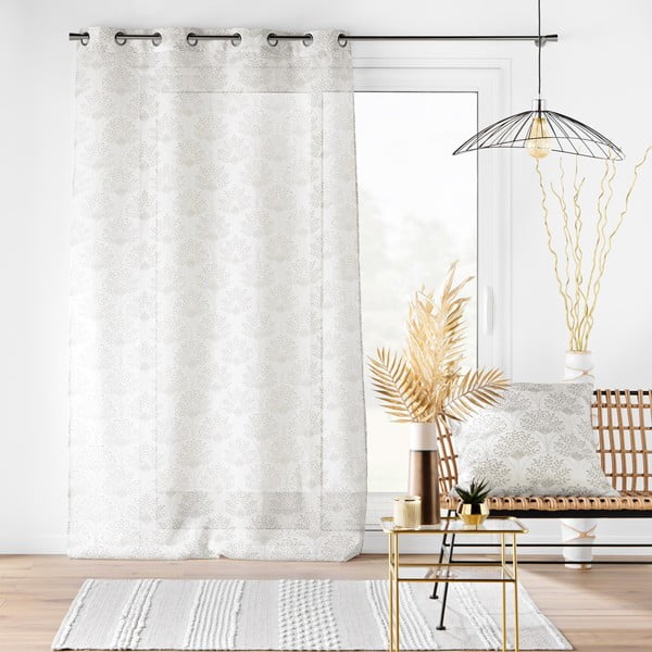 Belo-bež prosojna zavesa 140x280 cm Majestia – douceur d'intérieur-image-4