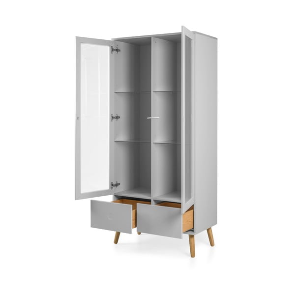 Siva vitrina s hrastovimi nogami Tenzo Dot, višina 175 cm-image-3