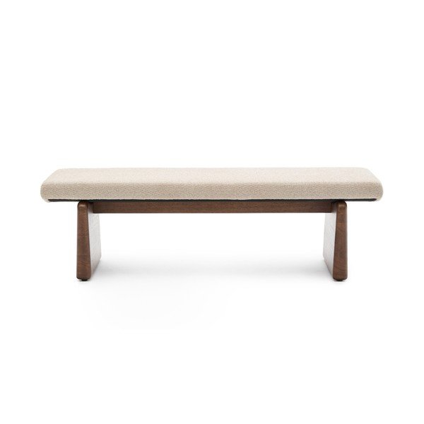 Bež/v temni naravni barvi klop iz šenilje Topaz – Kave Home