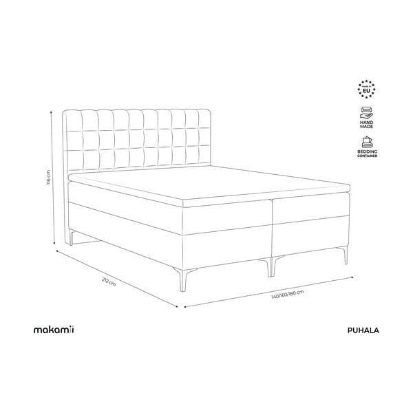 Svetlo modra boxspring postelja s prostorom za shranjevanje 180x200 cm Puhala – Makamii-image-3