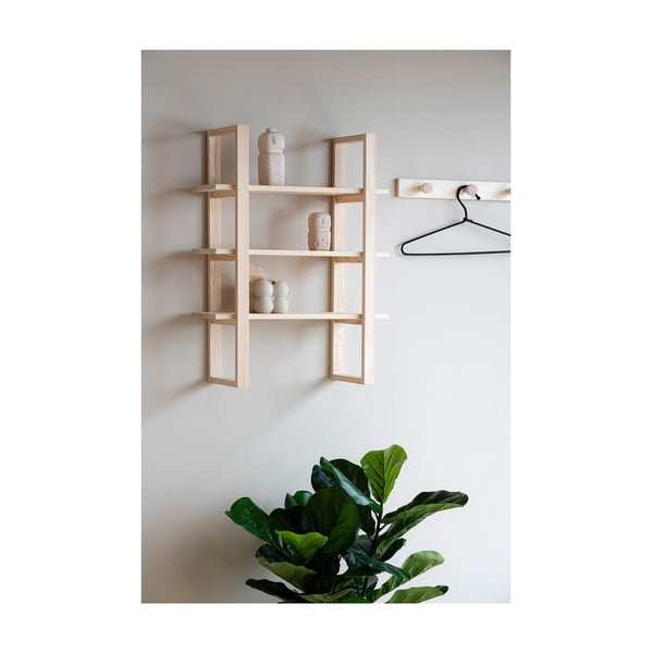 Večnivojska polica iz masivne pavlonije v naravni barvi 48 cm Santiago – House Nordic-image-4