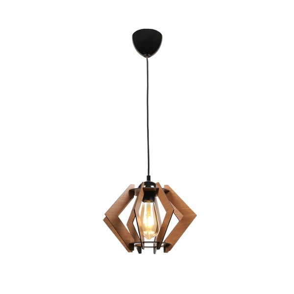 Črna stropna svetilka z lesenim senčnikom - Squid Lighting