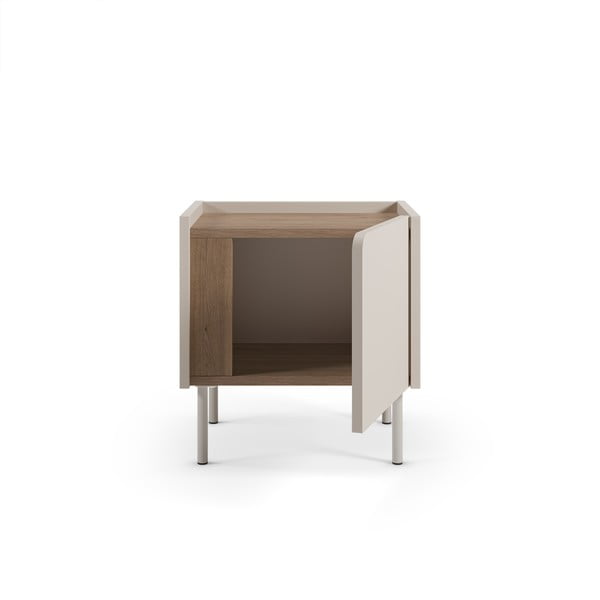 Kremno bela/v naravni barvi nočna omarica v hrastovem dekorju Lucile – Marckeric-image-4