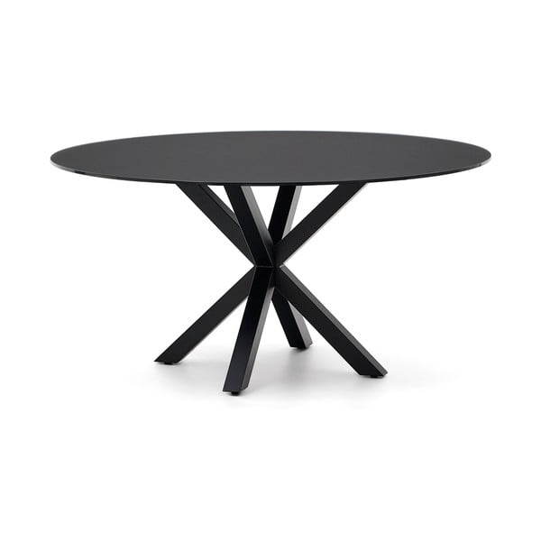 Črna okrogla jedilna miza s stekleno mizno ploščo ø 150 cm Argo – Kave Home
