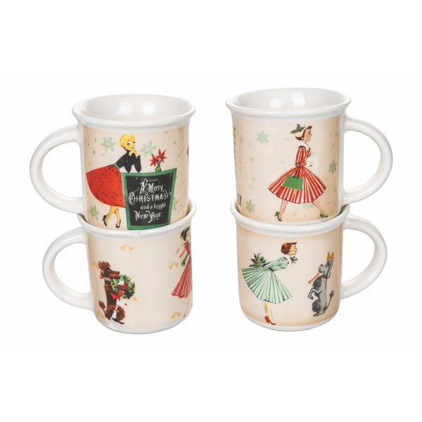 Božične porcelanaste skodelice v kompletu 4 kos 90 ml Miss Xmas - Villa d'Este