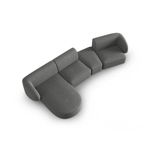 Siva kotna sedežna garnitura iz šenilje (levi kot/z ležalnikom) Paolo – Milo Casa-image-1