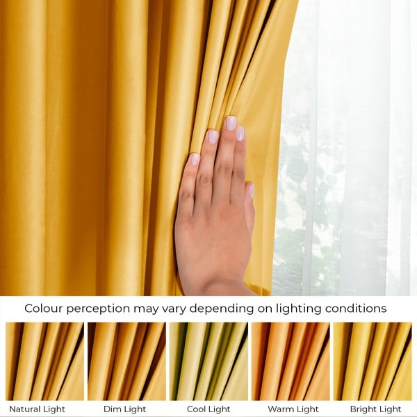 Rumena žametna zavesa za delno zatemnitev 140x245 cm Eyelets – Restilo-image-4