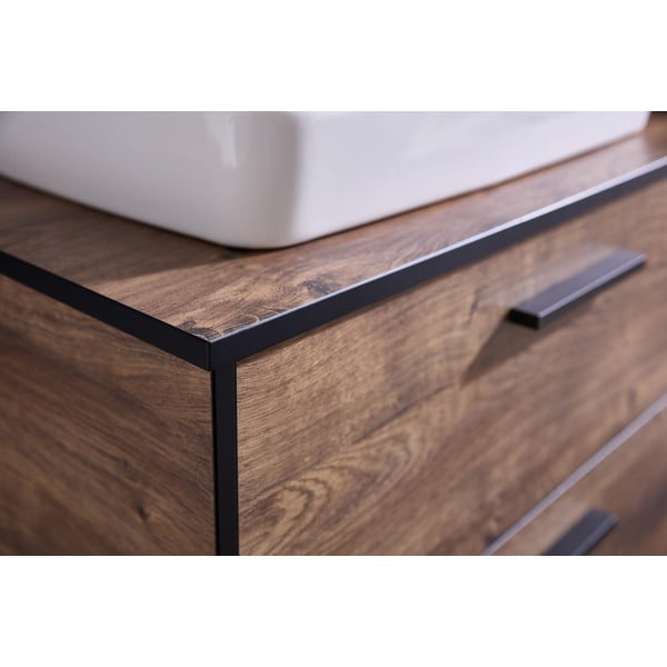 Rjava omarica za pod umivalnik v hrastovem dekorju brez umivalnika 71x51 cm Set 374 - Pelipal-image-4