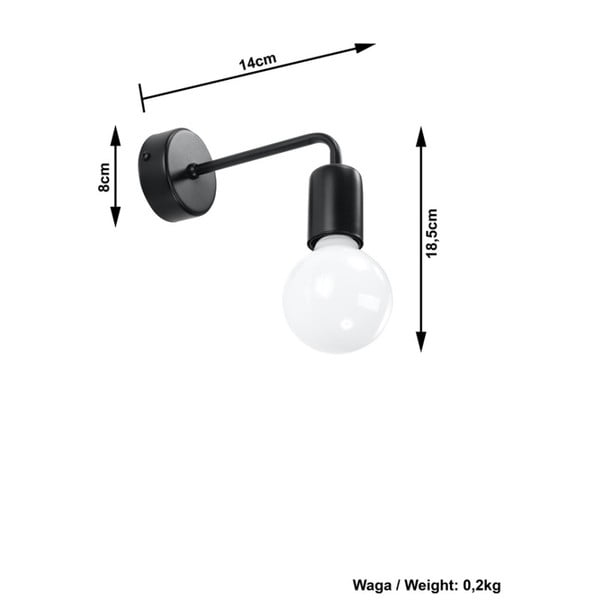 Črna stenska svetilka Sollux Donato-image-2