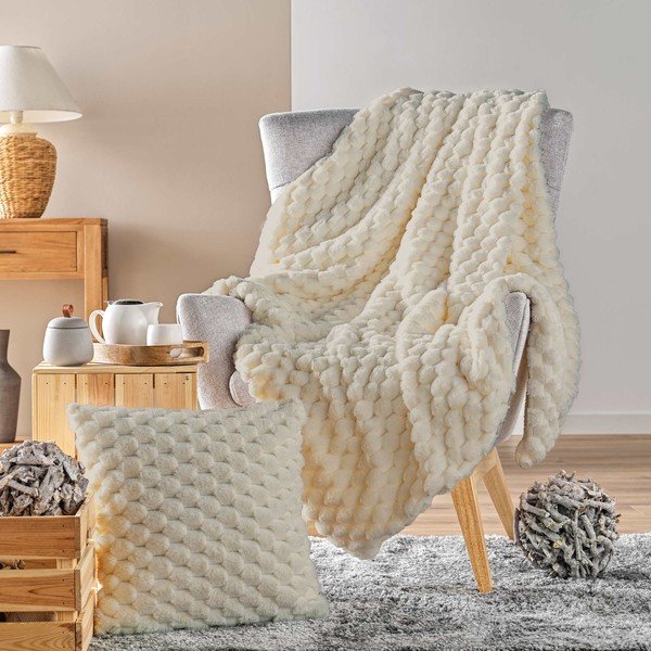 Slonokoščena odeja iz mikropliša 180x220 cm Frosty – douceur d'intérieur-image-4