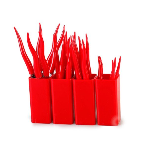 Komplet 24 rdečih jedilnih pripomočkov s stojalom Vialli Design Ama-image-1