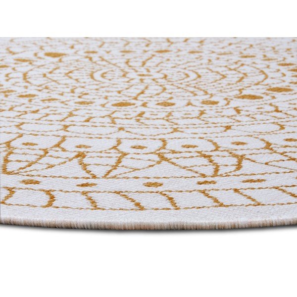 Oker/bela okrogla zunanja preproga ø 140 cm Porto – NORTHRUGS-image-3