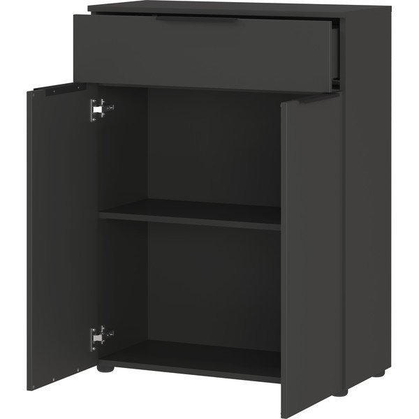 Antracitno siva visoka stenska kopalniška omarica 71x95 cm Crandon – Germania-image-3