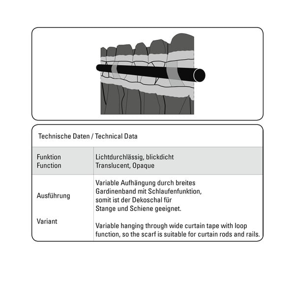 Sivo-bež zavesa iz mešanice lana 140x245 cm List – Sehlbach-image-3
