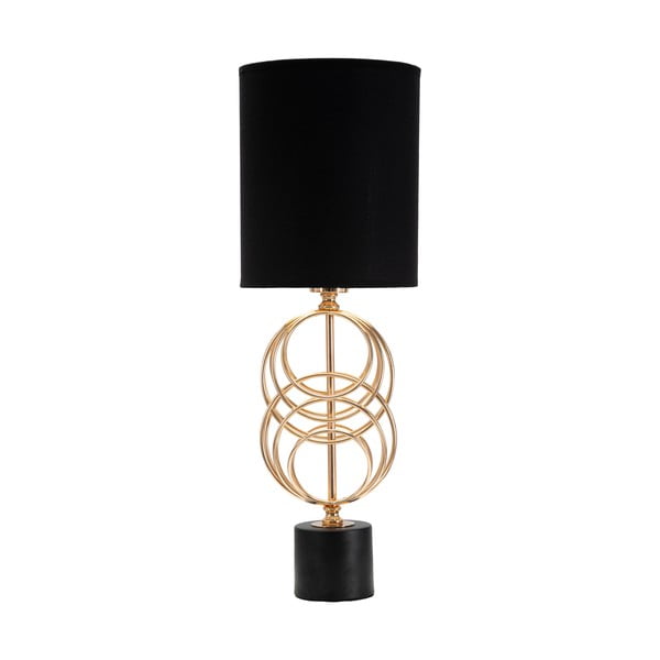Črna/zlata namizna svetilka s tekstilnim senčnikom (višina 58,5 cm) Circly – Mauro Ferretti