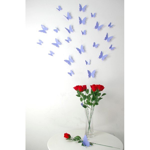 Komplet 12 vijoličnih 3D nalepk Ambiance Butterflies-image-4