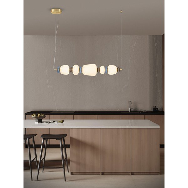 Bela/v zlati barvi kovinska LED zatemnitvena viseča svetilka s porcelanastim senčilom/s steklenim senčilom Palo – Nova Luce-image-2