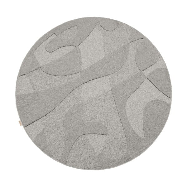 Siva volnena okrogla preproga ø 120 cm Morphic Botanica – Agnella