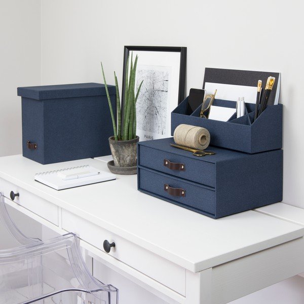 Temno moder namizni predalnik Bigso Box of Sweden Birger, 33 x 25,5 cm-image-2