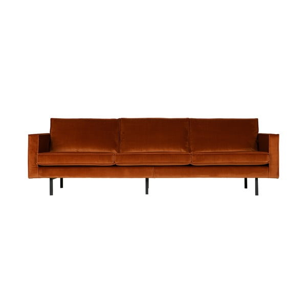 Oranžen žametni kavč BePureHome Rodeo, 277 cm