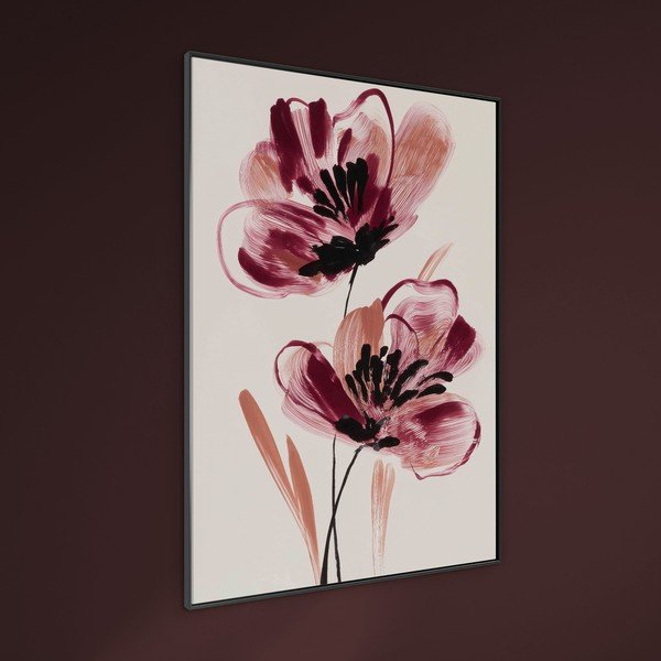 Tiskana slika z okvirjem/na platnu 70x100 cm Burgundy Blooms – Styler-image-1