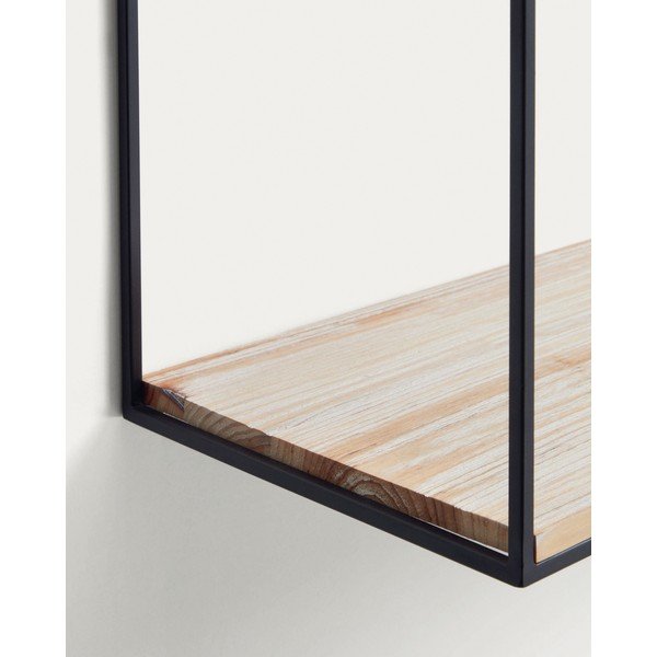 Polica iz masivne jelke v črni in naravni barvi 90 cm Elisha – Kave Home-image-3