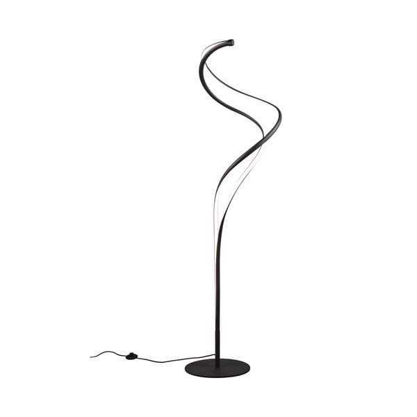 Črna LED stoječa svetilka s kovinskim senčnikom (višina 160 cm) Nala – Trio Select