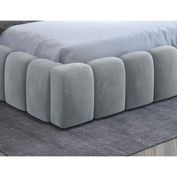 Svetlo siva oblazinjena zakonska postelja s prostorom za shranjevanje in z letvenim dnom 160x200 cm Lamica – ELTAP-image-4