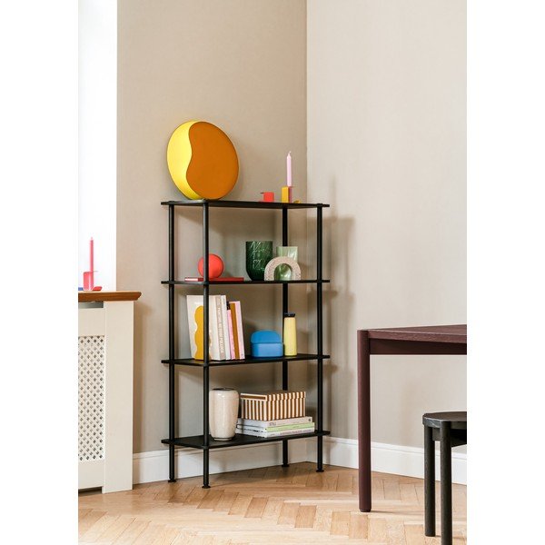 Črn regal v hrastovem dekorju 80x127x35 cm Teidi – noo.ma-image-2