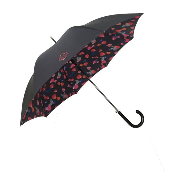 Črn dežnik z rožnatimi detajli Ambiance Enamorado, ⌀ 104 cm