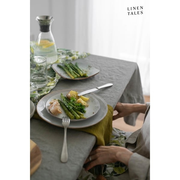 Lanen namizni prt 140x140 cm Khaki – Linen Tales-image-1