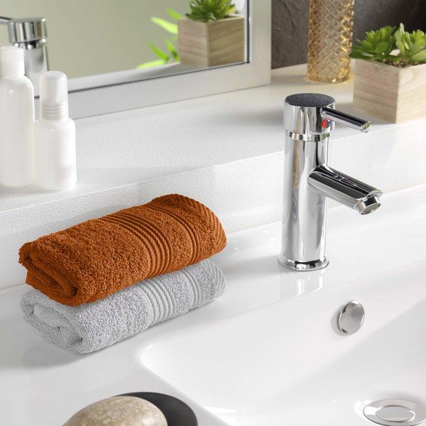 Frotirna bombažna brisača v barvi terakote 30x50 cm Tendresse – douceur d'intérieur-image-1