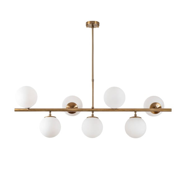 Bela/medeninasta viseča svetilka s steklenim senčilom Fazli – Opviq lights