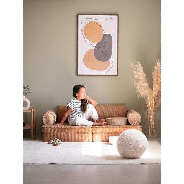 Rjava otroška sedežna garnitura iz rebrastega žameta 132 cm Settee – Wigiwama-image-3